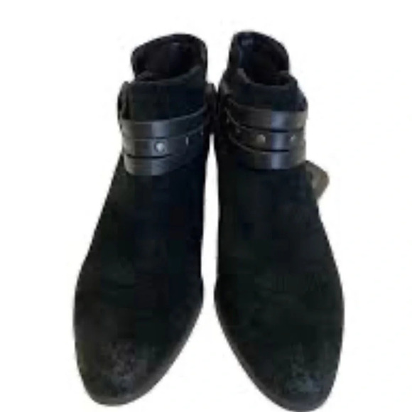 Clarks Black Suede studded Leather Heeled booties Boho Rocker - Picture 2 of 10